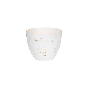 Mini Poetry House Tealight Holder | White/Gold | 6.6cm