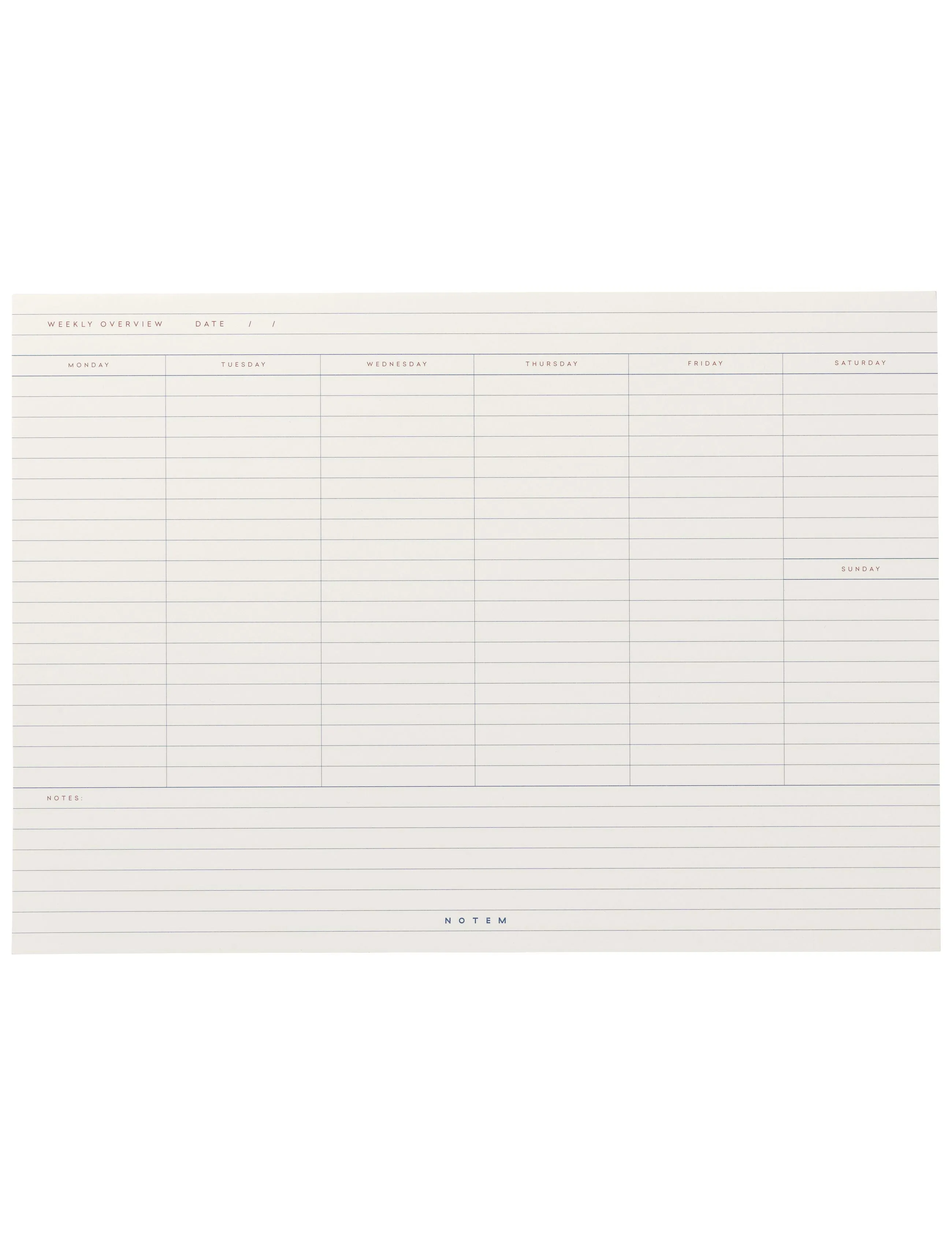Notem Studio Milo Weekly Planner Notepad