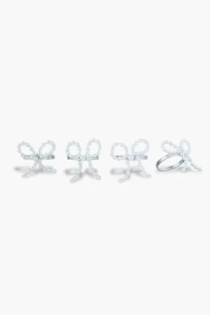 Pearl Bow Napkin Rings Set of 4