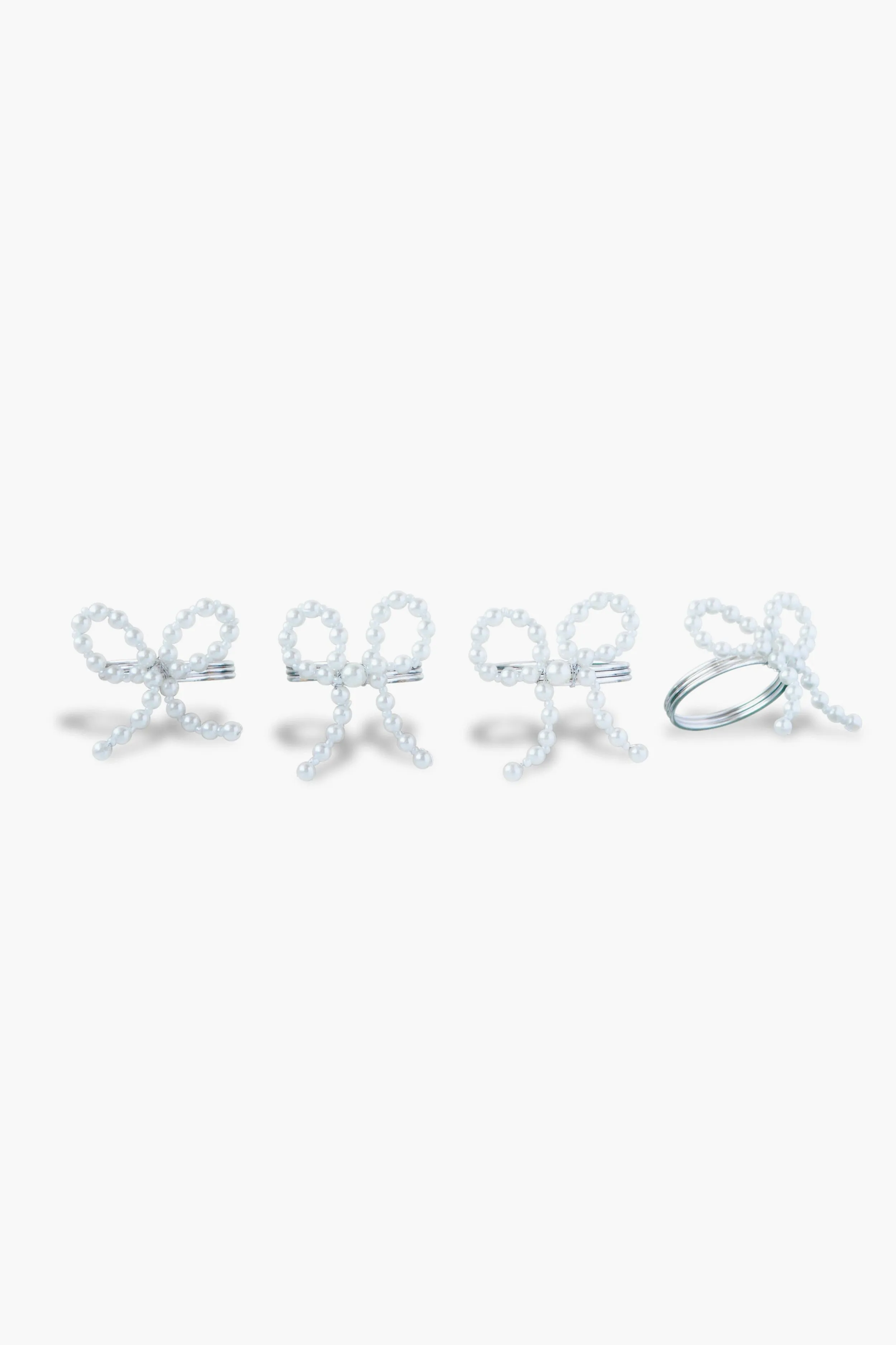 Pearl Bow Napkin Rings Set of 4