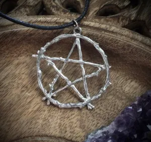 Pewter Pentagram Pendant - Thorn Vines and Twigs