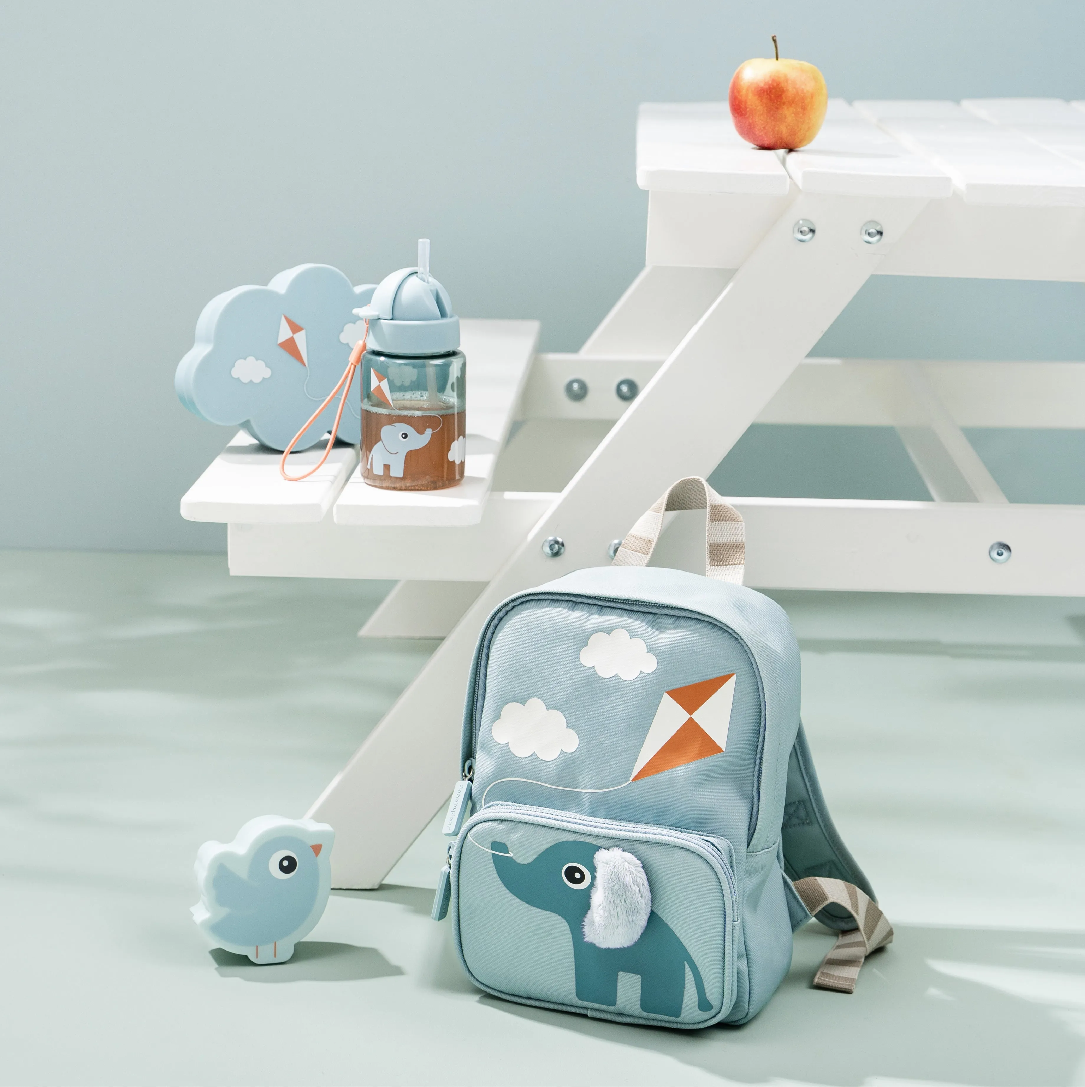 Playground Lunch & Snack Box with Straw Bottle | Blue