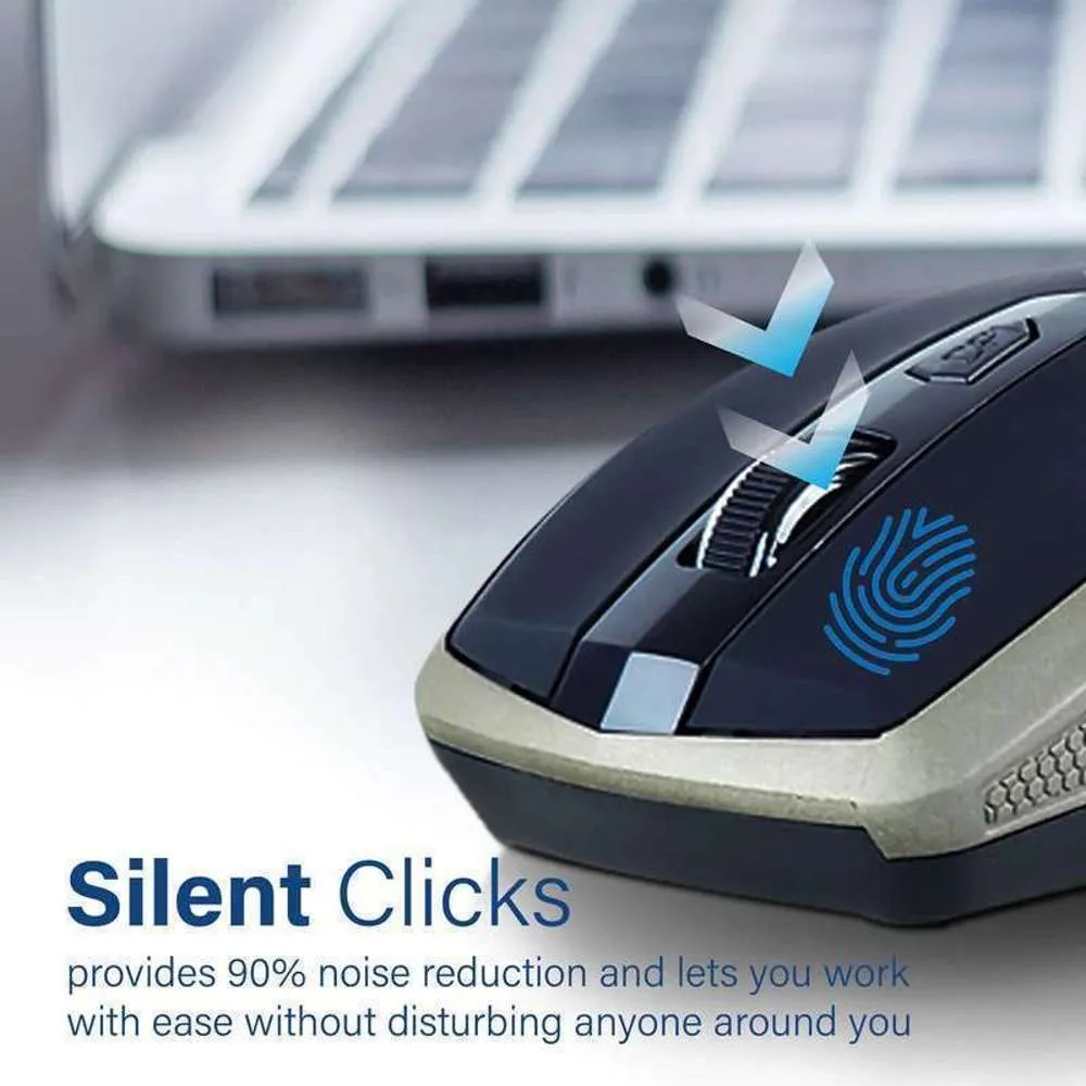 Promate 1600dpi Silent Key Wireless Optical Mouse Gold