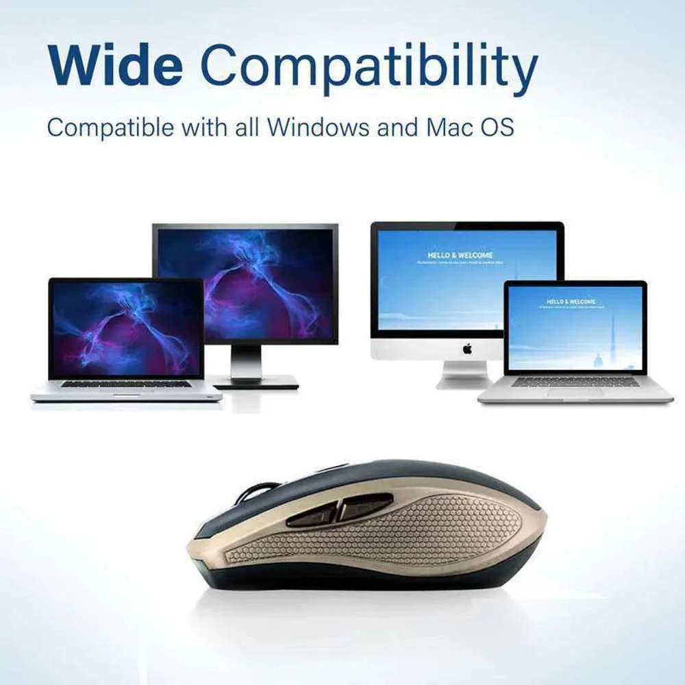 Promate 1600dpi Silent Key Wireless Optical Mouse Gold