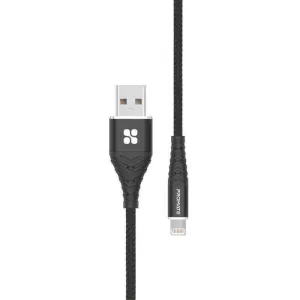 Promate 2.4A Data Sync Charge USB to Lightning Cable 1m Black