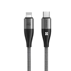 Promate High Strength Nylon USB-C to Lightning Cable 20W Black