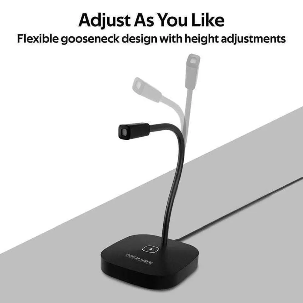 Promate OmniDirectional USB Mic Gooseneck Design Mute Button Black