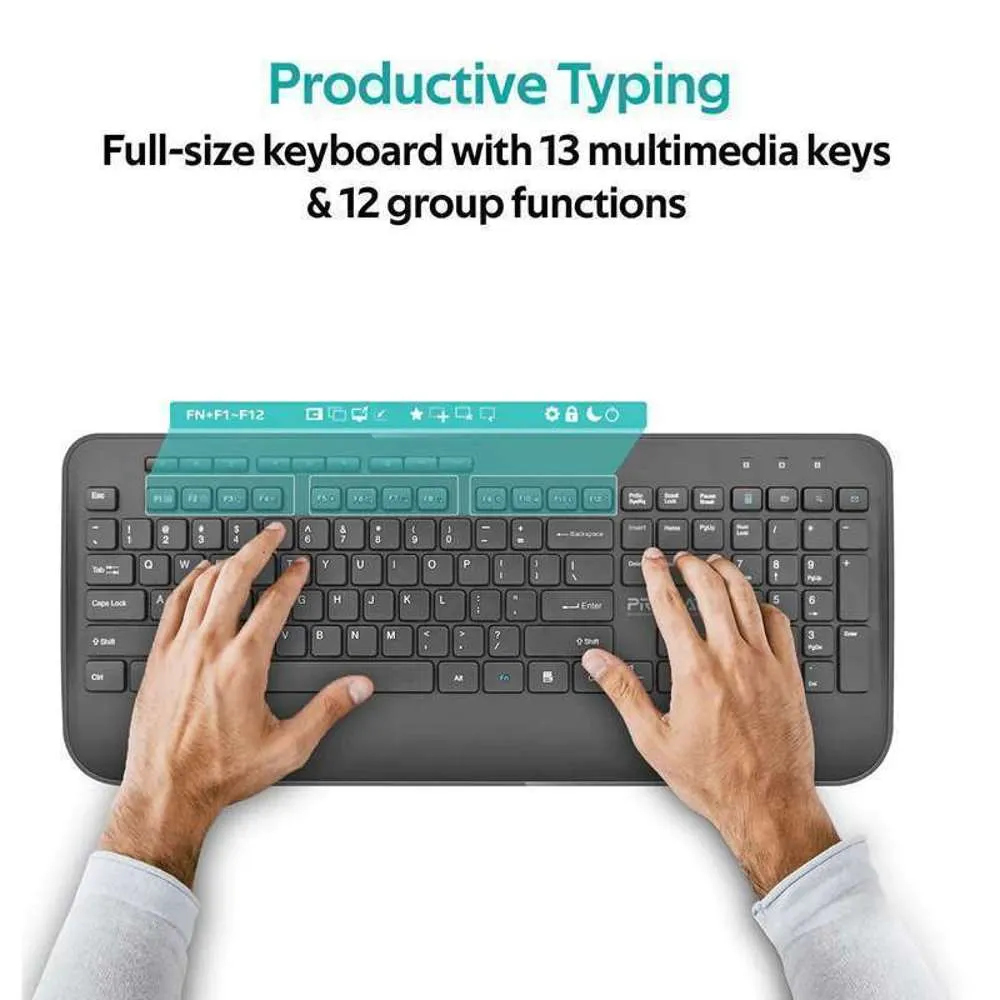 Promate Portable Wireless Slim Media Keyboard Mouse Combo Black/English