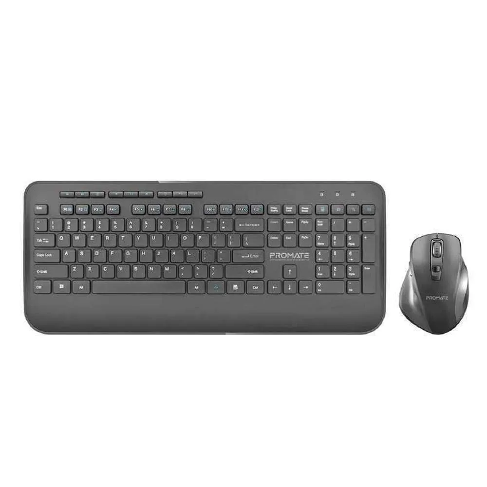 Promate Portable Wireless Slim Media Keyboard Mouse Combo Black/English
