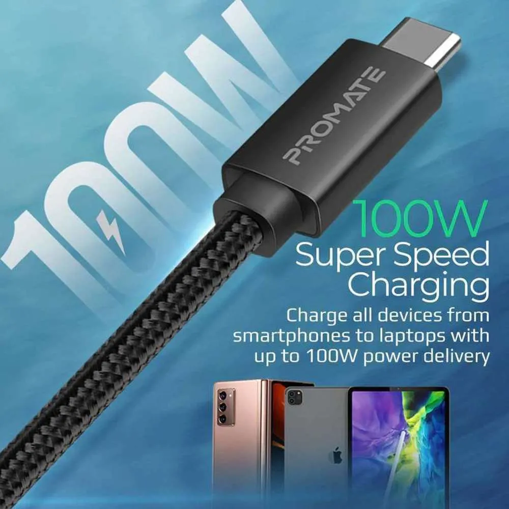 Promate USB 4.0 ThunderBolt Enabled USB-C Cable 100W 8K HDMI