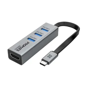 Promate USB-C Hub 3 USB 3.0 Ports 1000Mbps LAN Port