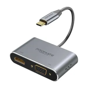 Promate USB-C to 4K HDMI 1080p VGA Multimedia Adaptor
