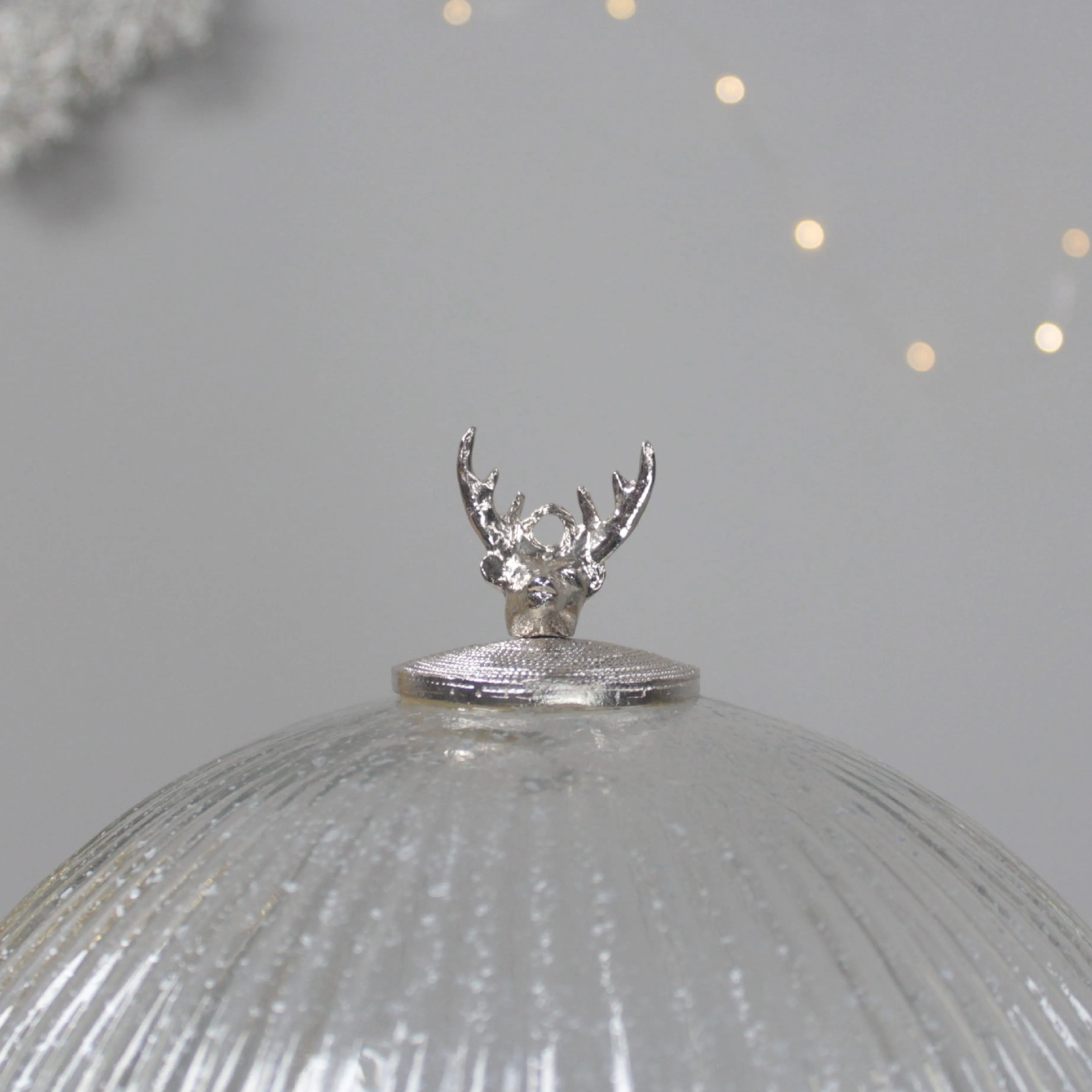 Reindeer Candle Globe with Lid | Silver | Large