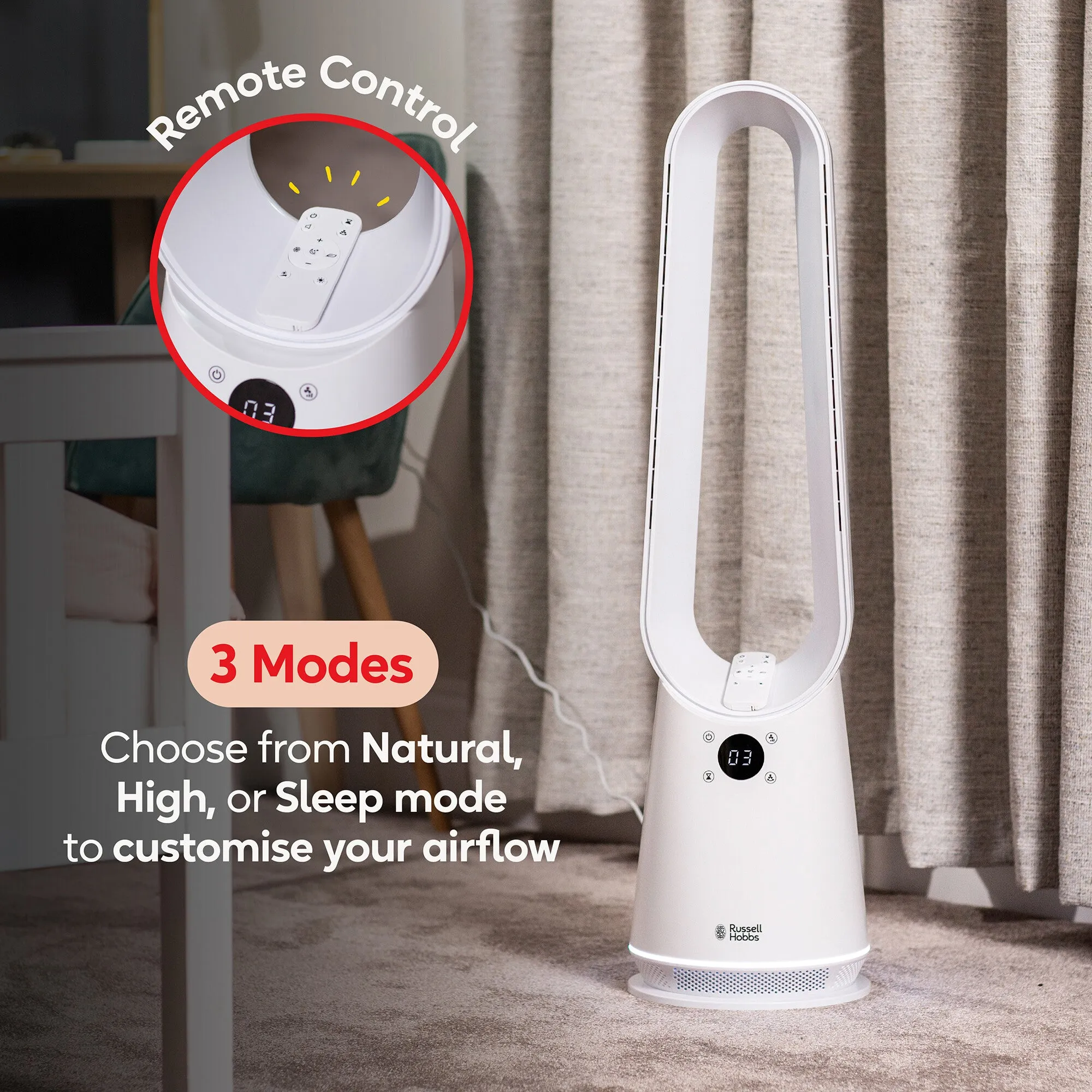 Russell Hobbs RHBLDL25 Bladeless Cool and Heat in White