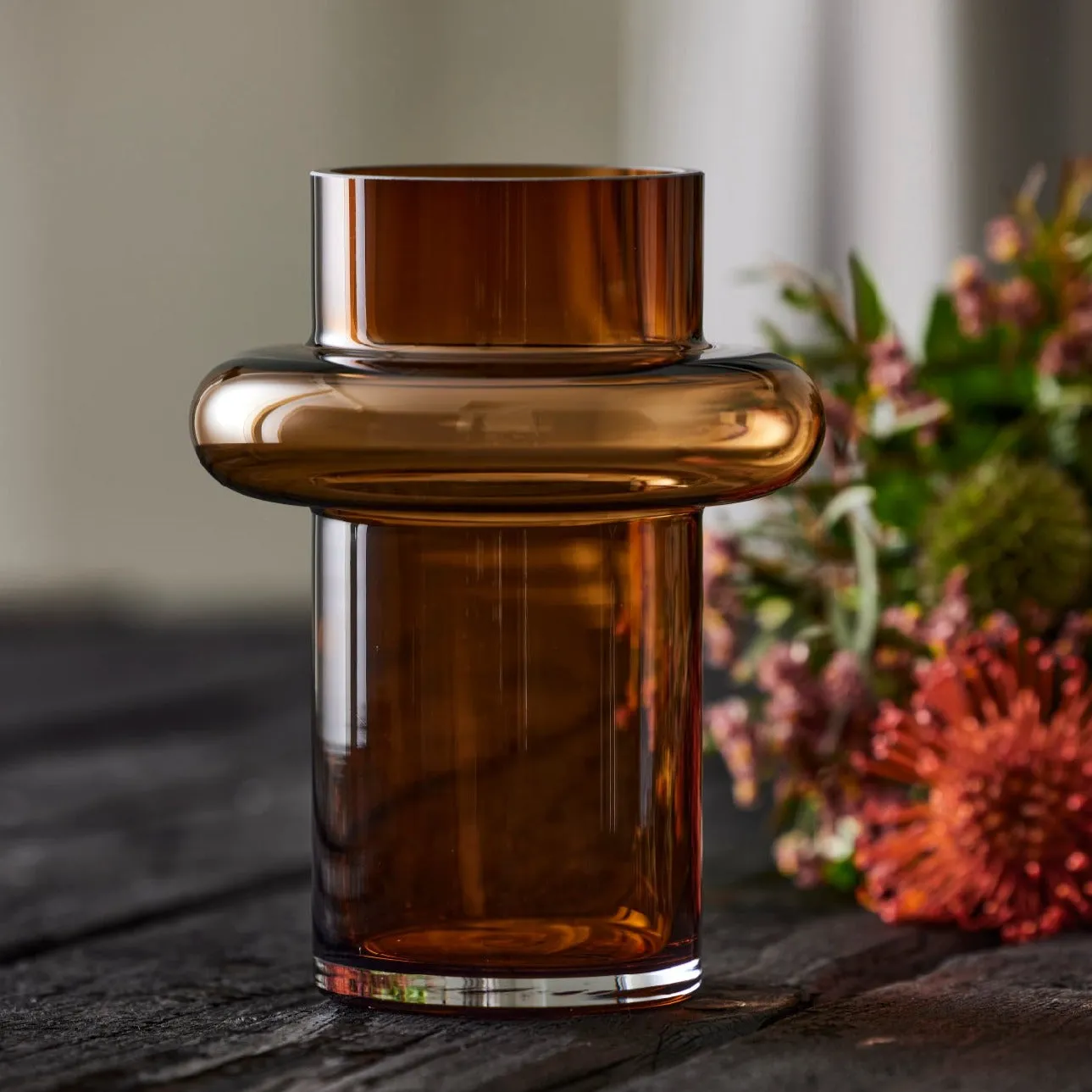 Short Tube Vase | Amber | 20cm