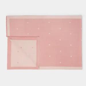 Small Heart Print Blanket Scarf | Dusty Rose & Off White