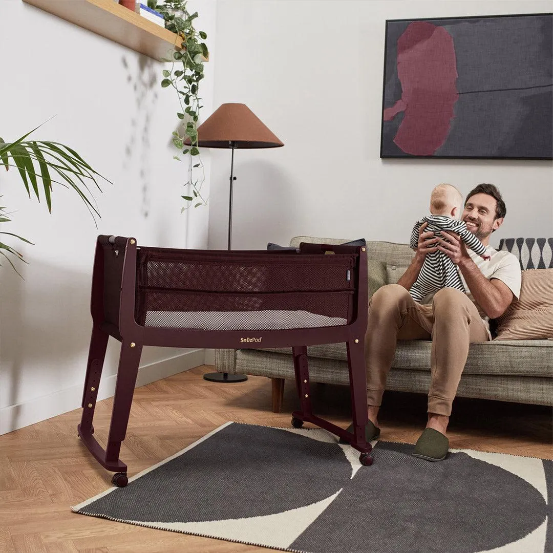 Snuz SnuzPod Studio Bedside Crib - Rome Burgundy