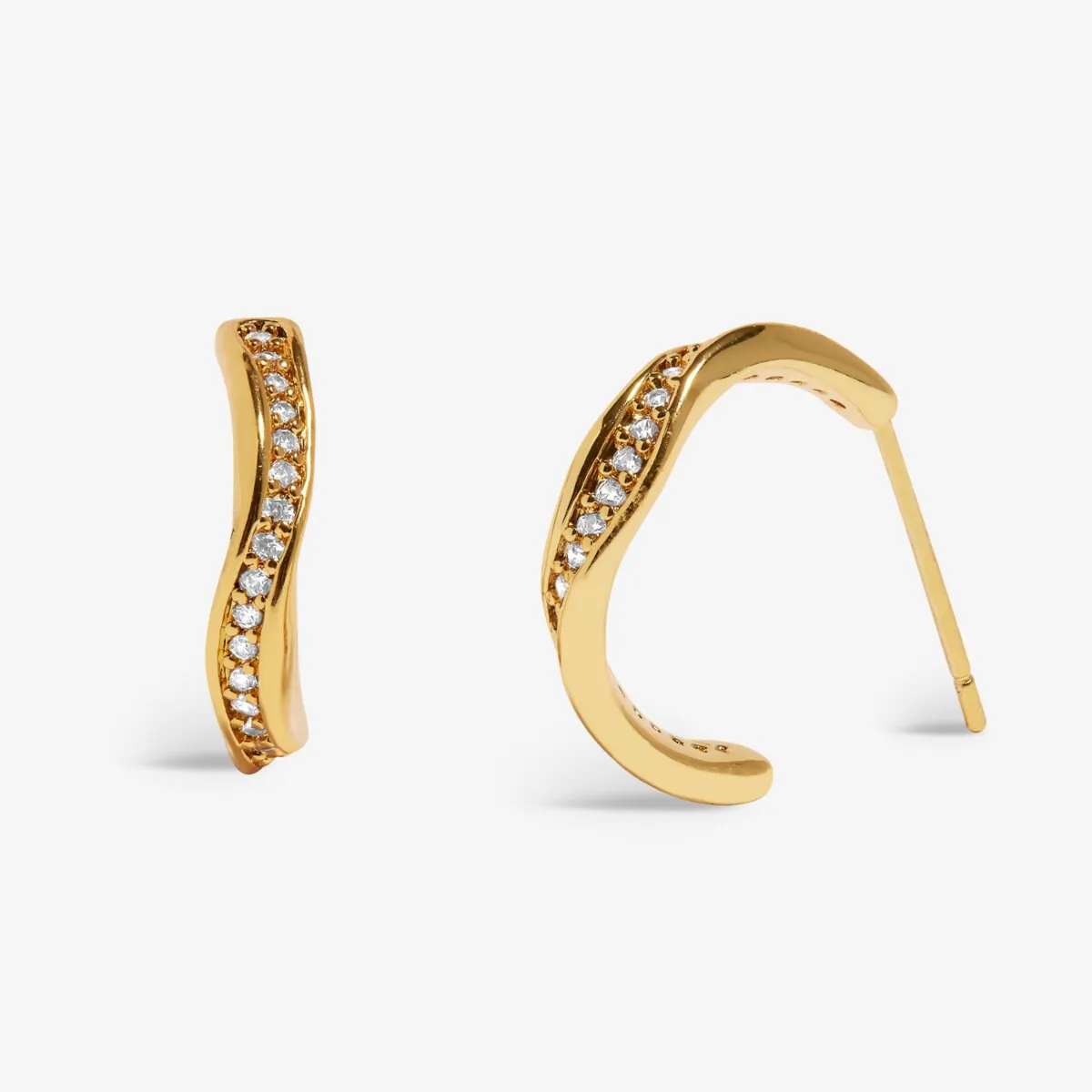 Soul Shine Pav Wave Hoop Earrings | Gold Plated