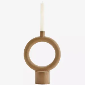 Stoneware Candle Holder - Brown