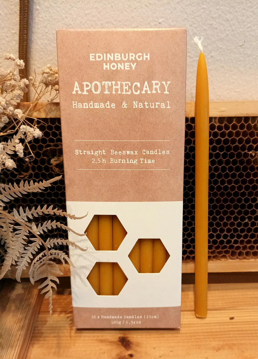 Straight Beeswax Candle 19cm