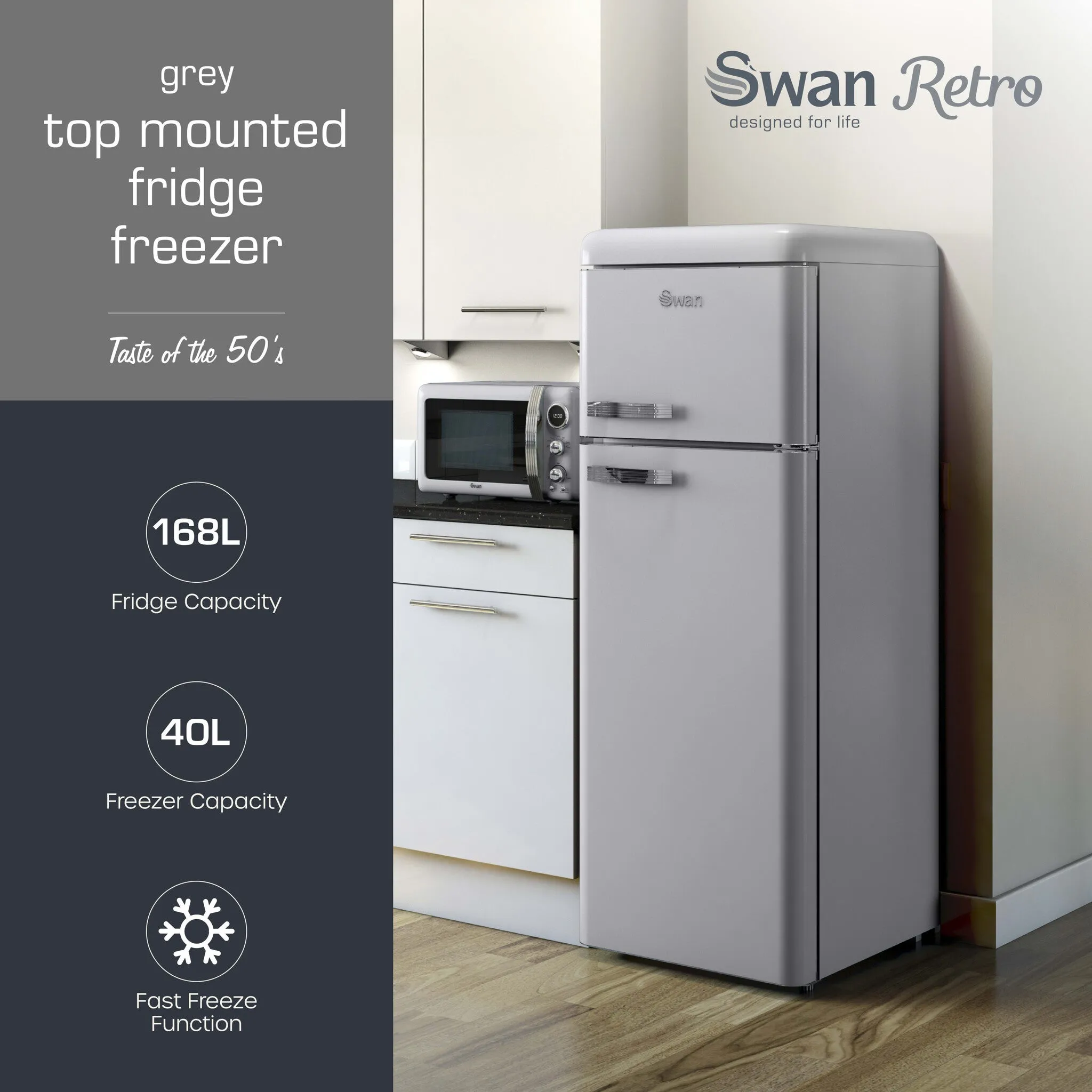 Swan SR11010GRNE fridge-freezer Freestanding 168 L E Grey