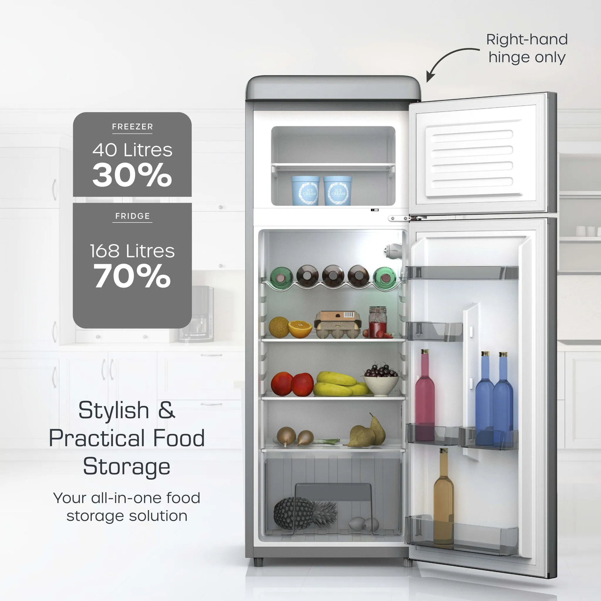 Swan SR11010GRNE fridge-freezer Freestanding 168 L E Grey