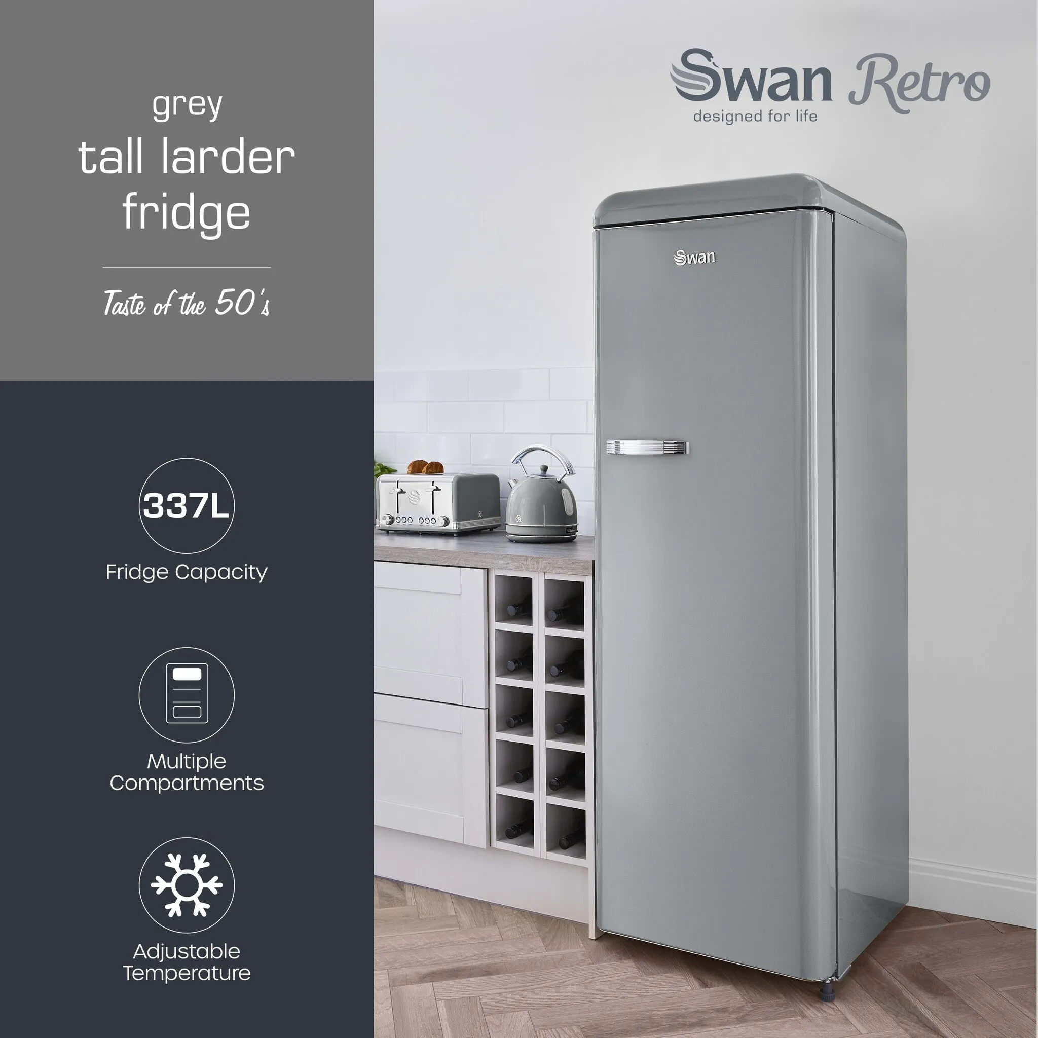 Swan SR11050GRNE fridge Freestanding 337 L E Grey