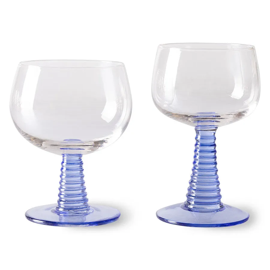 Swirl Wine Glass High Blue
