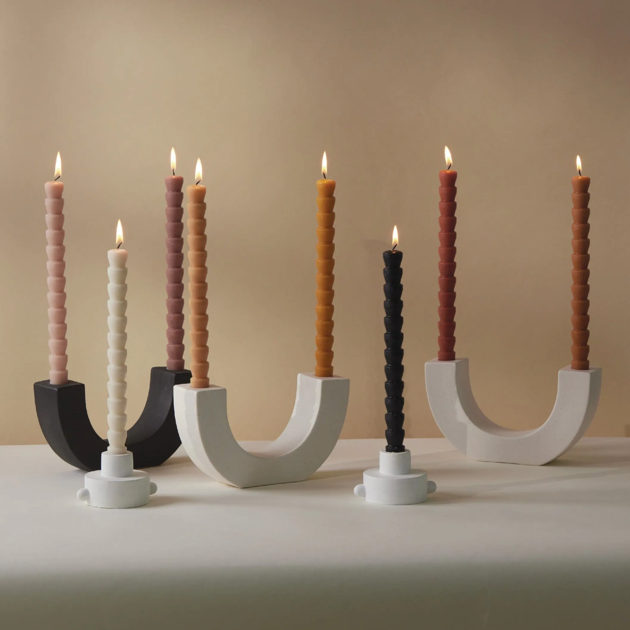 Taper Candles | Black & White | Set of 4