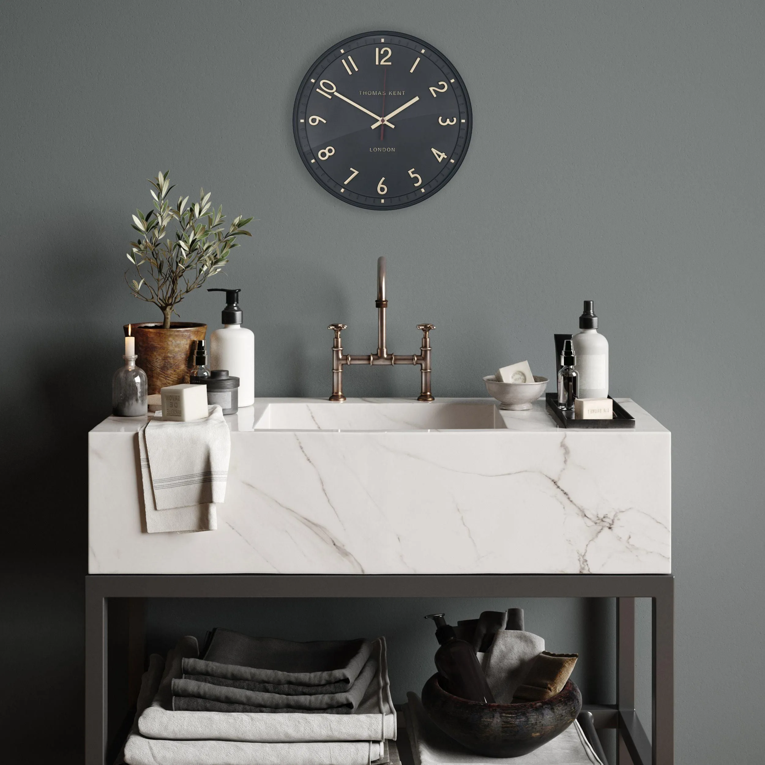 Tresco Wall Clock | Charcoal | 14''