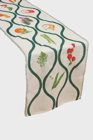 Vegetables Linen Embroidered Runner