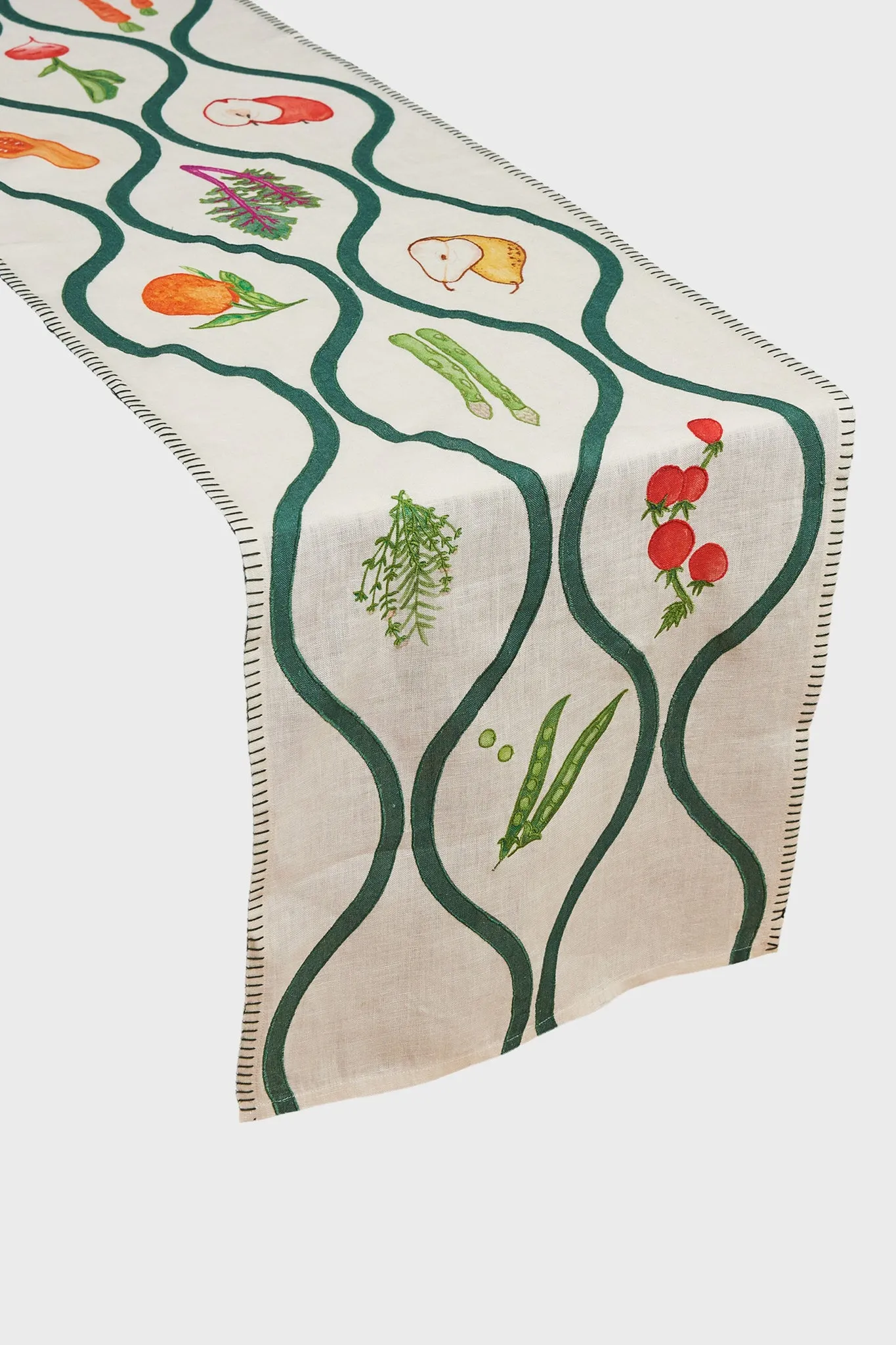 Vegetables Linen Embroidered Runner