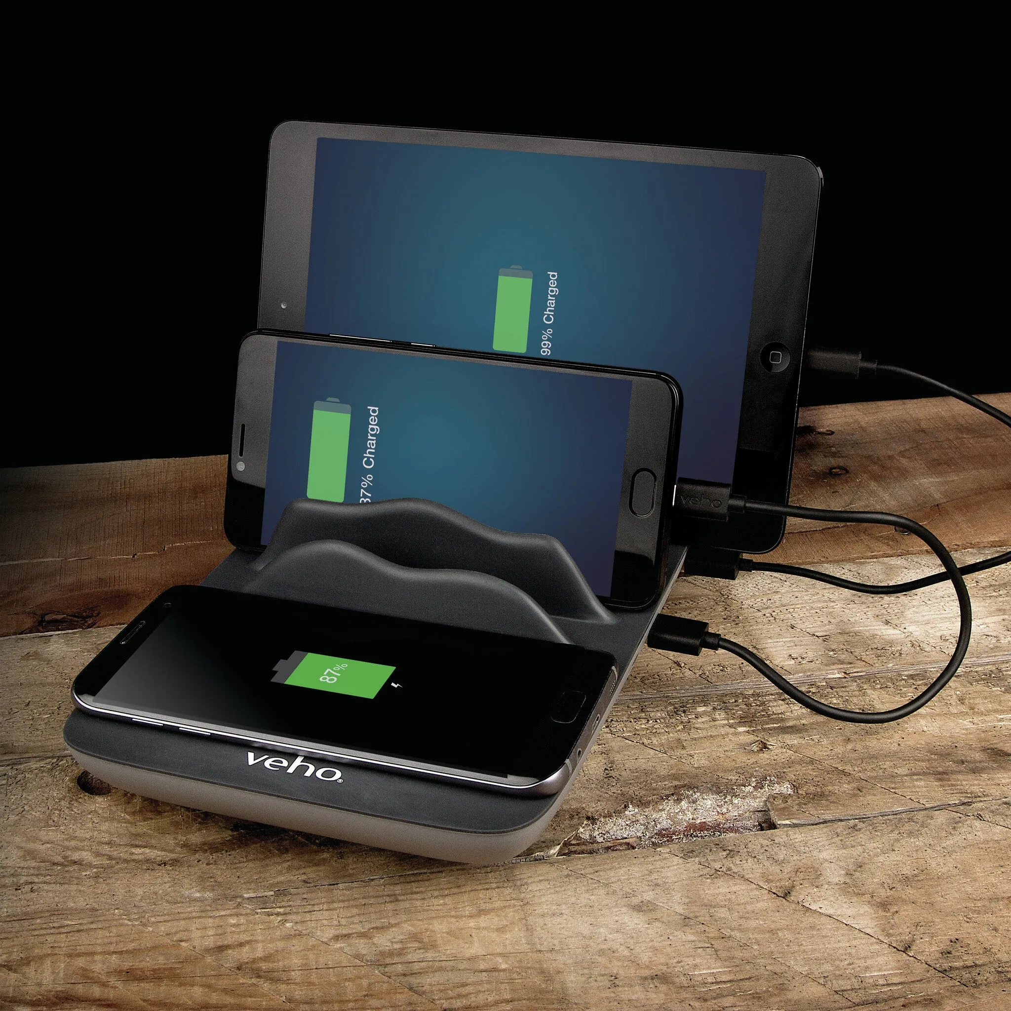 Veho TA-7 4 Port Charging Hub with Wireless Charging (UK)