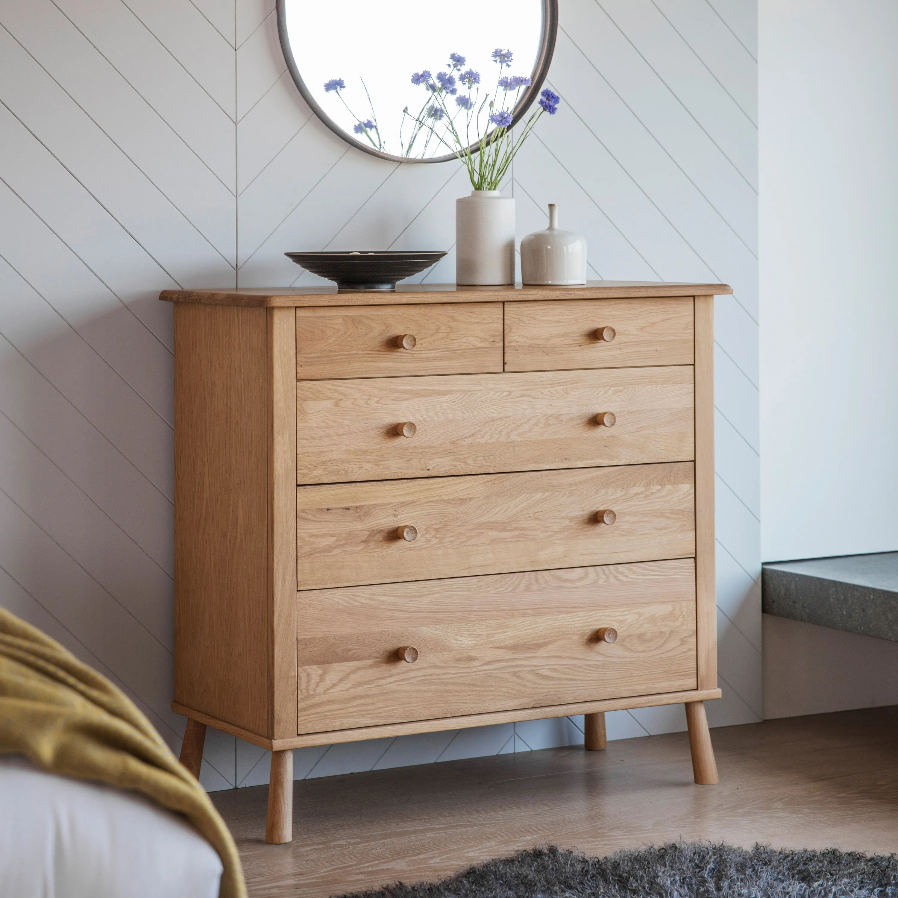 Wycombe Nordic 5 Drawer Chest | Natural Oak