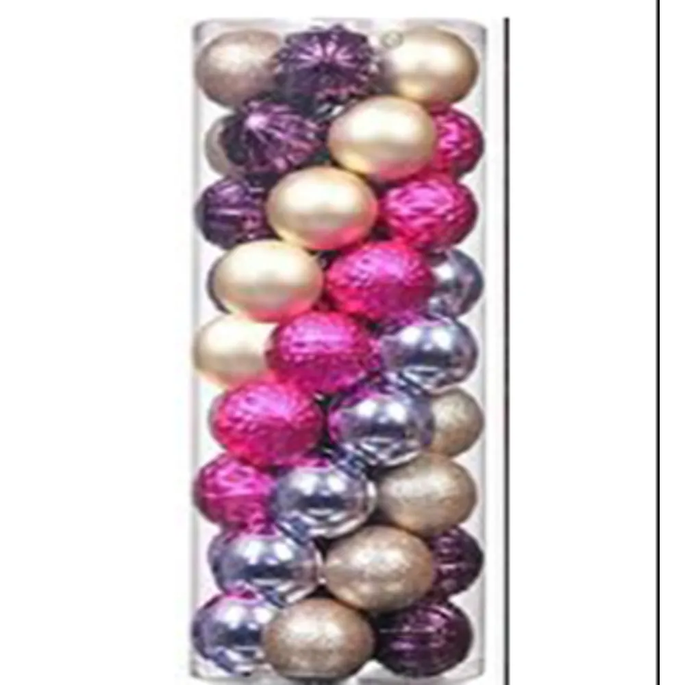 Xmas Ball with Clear Box 6cm 30pcs GoldSilverPink