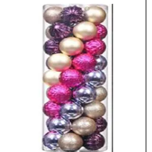 Xmas Ball with Clear Box 6cm 30pcs GoldSilverPink