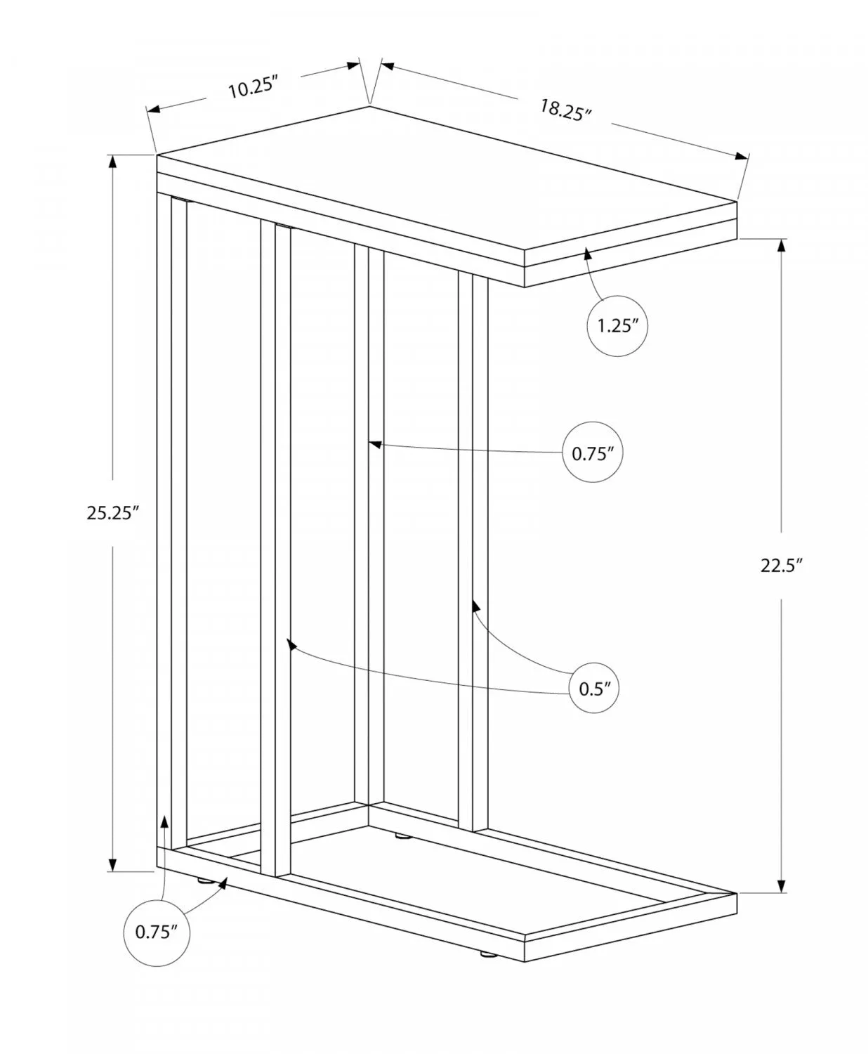 Zivo Side Table - Espresso/Chrome